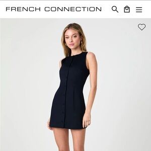 Cotton Sateen Round Neck Mini Dress